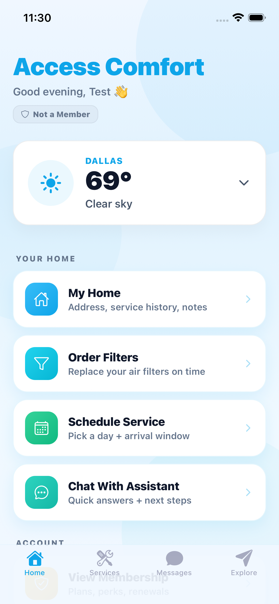 Access Comfort App Screenshot